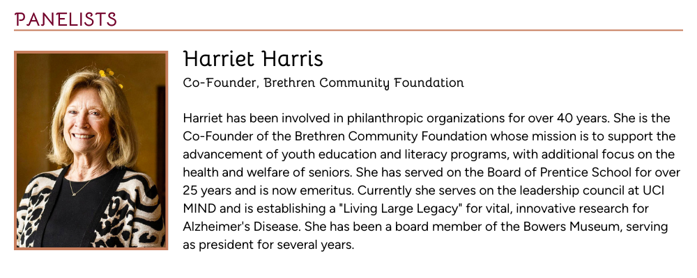 Panelist - Harriet Harris Bio